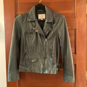 Lucky Brand Gray Blue Leather Jacket Size Medium